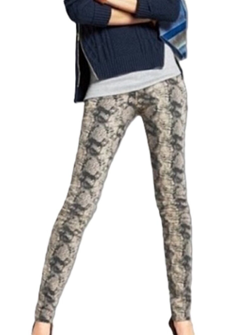 Cabi Diamondback Snakeskin Print Skinny Jeans Sz 4